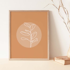 Wall Print, Leaf Line Drawing, Botanical Line Art, Boho Prints, Minimal Plant Art, Large Botanical Wall Print, Boho Poster