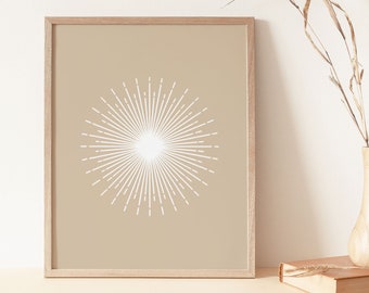 Abstract Sun Wall Art Print, Mid-Century Modern Sunburst Poster