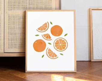 Oranges Print, Fruit Wall Print, Orange Poster, Abstract Art Print, Kitchen Decor, Colourful Illustration, Bar, Dining, Gift, A1 A2 A3 A4 A5
