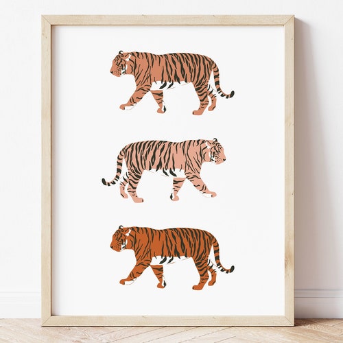 Tiger Wall Art Boho Decor Jungle Theme Tropical Tiger Etsy