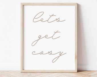 Let's Get Cosy Print, Typography Art, Boho Abstract Art, Typography, Boho Print, Retro Art Print, Minimalist Wall Art, Wall Decor, Cosy Art