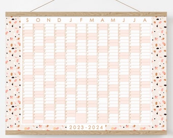 Terrazzo Calendar, 2023-2024 Wall Calendar, A3/A2/A1/A0 Wall Planner, 23/24 Academic Planner, Boho Decor, Terrazzo, Calendar, Student Gift