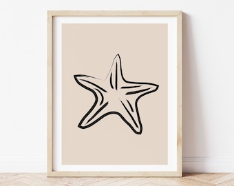 Starfish Print, Matisse Style, Boho Prints, Coastal Art, Neutral Print, Henri Matisse Print, Boho Décor, Abstract Print, Wall Decor