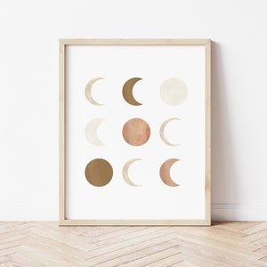 Wall Print, Moon Phase Art Print, Moon Poster, Boho Poster, Neutral Prints, Celestial Wall Art, Boho Home Decor, Moon, Art Poster,Cosmic Art