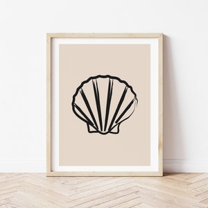 Shell Print, Matisse Style, Boho Prints, Coastal Art, Neutral Print, Henri Matisse Print, Boho Décor, Abstract Print,Wall Decor,Illustration image 1