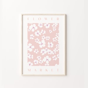 Impresión del mercado de flores, Estampado floral, Japandi, Póster del mercado de flores rosas, Flor, Decoración de paredes de flores, Mercado de flores pastel, Decoración retro, A3 / A4 / A5