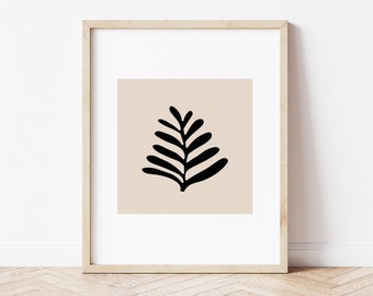 Henri Matisse Print, Boho Decor, Matisse Cutout Poster, Wall Prints, Matisse Leaf, Abstract Art, Mid Century Modern, Beige, Modern Wall Art