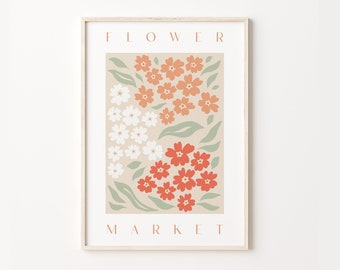 Floral Print, Flower Market Print, Flower Market Poster, Flower Wall Decor, Flower Market, Retro Decor, Home Decor, Wall Prints, Retro, Boho