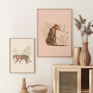 Leopard Wall Art, Boho Home Décor, Jungle Poster, Leopard Art Print, Boho Print, Plant Art Print, Home Decor, Tropical, Wall Print, Gift image 4