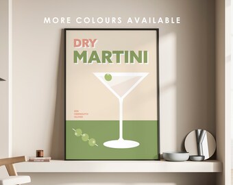 Martini Poster, Food and Drink Print, Modern Kitchen Decor, Retro Wall Art, Home Decor, Housewarming Gift, Vodka, Gin, Cocktail Gift