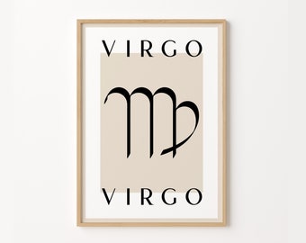 Virgo Zodiac Print, Virgo Gift, Personalised Star Sign Print, Horoscope Print, Custom Gift, Astrology Print Gift, Boho Home Decor,Boho Print