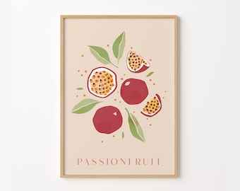 Passionfruit Art Print, Kitchen Food Print, Fruit Print, Kitchen Art, Kitchen Decor, Passionfruit Print, Dining Room, Food Print,A1/A2/A3/A4