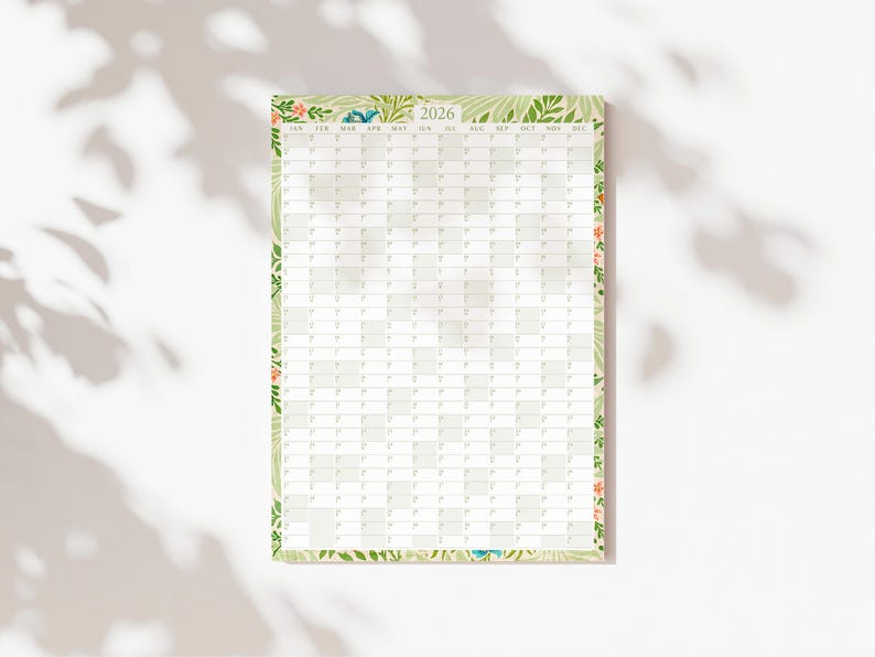 William Morris 2026 Wall Planner, Floral Art Print image 4