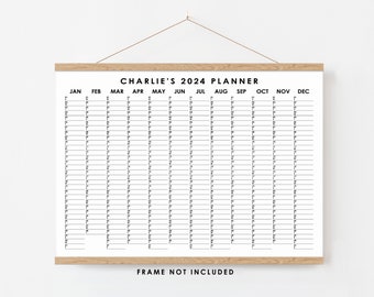 Personalised Minimal Calendar, Simple Wall Planner, Custom 2024 Planner, Black and White Calendar, A0/A1/A3/A2 Year Planner, 2024 Planner