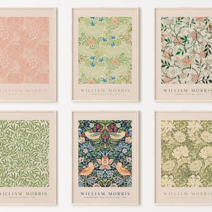 William Morris Print Set, Set of 6, William Morris Exhibition Poster, Morris Pattern Print, William Morris Décor,Gallery Wall,Wall Print Set image 1