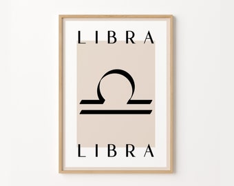 Personalized Libra Zodiac Print, Boho Star Sign Astrology Gift