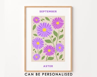 Personalised Birth Flower Print, Birthday Flower Print, Birth Flower Gift, Friendship Print, Birthday Flower Gift, Friend Gift