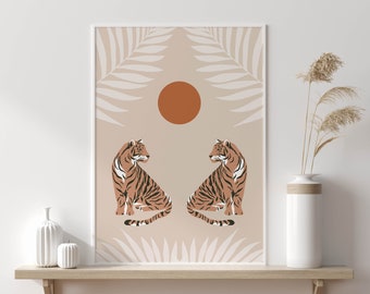 Boho Tiger Art Print, Jungle Nursery Decor