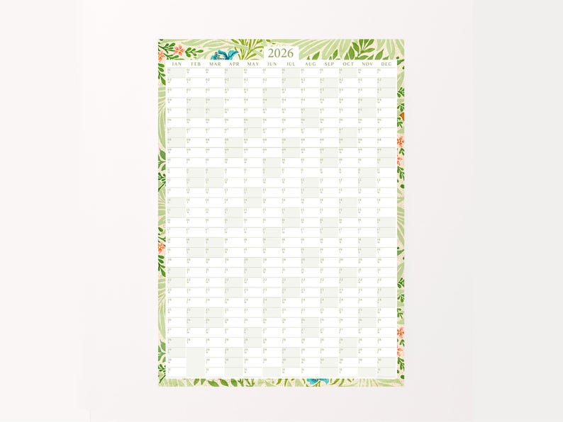 William Morris 2026 Wall Planner, Floral Art Print image 3