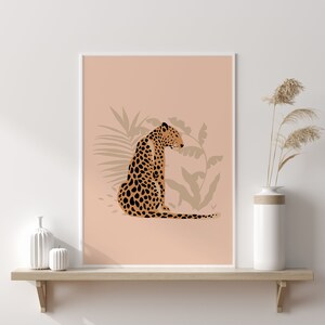 Leopard Wall Art, Boho Home Décor, Jungle Poster, Leopard Art Print, Boho Print, Plant Art Print, Home Decor, Tropical, Wall Print, Gift image 3