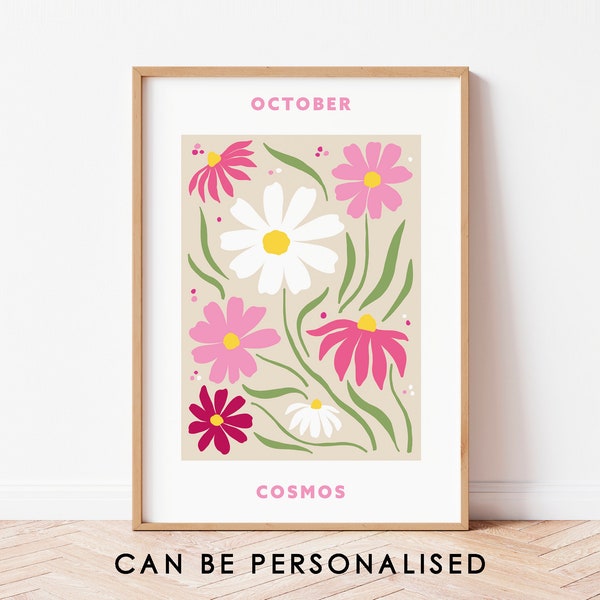 October Birth Flower Print, Poppy Birth Flower Gift, October Birthday Flower Print, Libra Gift, Scorpio Gift, Friend Gifts