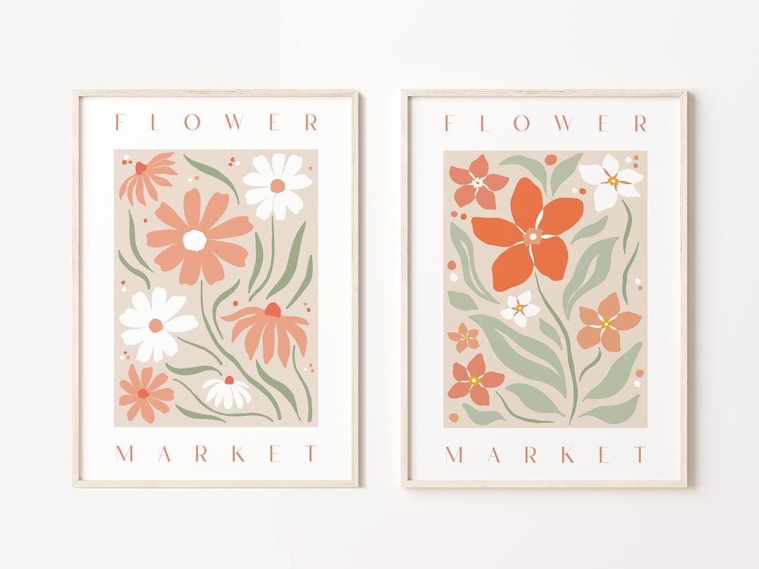 Retro Flower Market Print Set, Floral Gallery Wall Art - Etsy UK