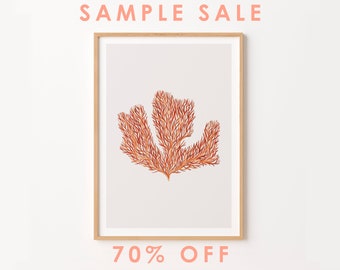 SAMPLE SALE - 70% Off - A3 Wall Prints - Sale - Coral Watercolour Print - Vintage Coral -  Coastal Wall Art - Wall Decor - Bathroom