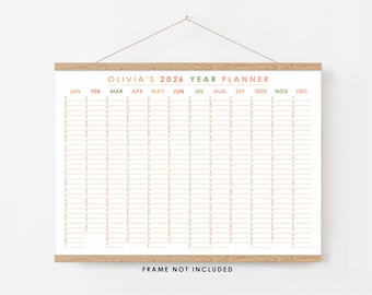 Personalised 2026 Wall Planner, 2026 Year Planner, Large Colourful Wall Planner, Custom Wall Calendar, A0 A1 A2 A3, Christmas 2026 Gift