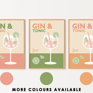 Retro Gin & Tonic Print, Cocktail Lover Gift image 8