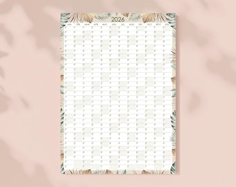 2026 Leafy Wall Calendar, Large Yearly Planner