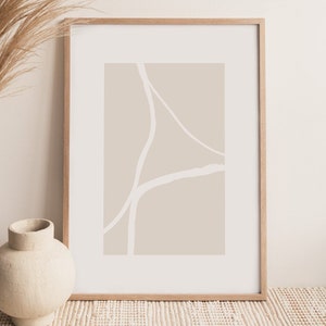 Wandbild, Beige Linie Zeichnung, Minimal Poster, Wohndekor, Neutrales Dekor, Beige Wandkunst, Neutrale Drucke, Boho, Wandkunst, Abstrakte Kunst, Beige Bild 3