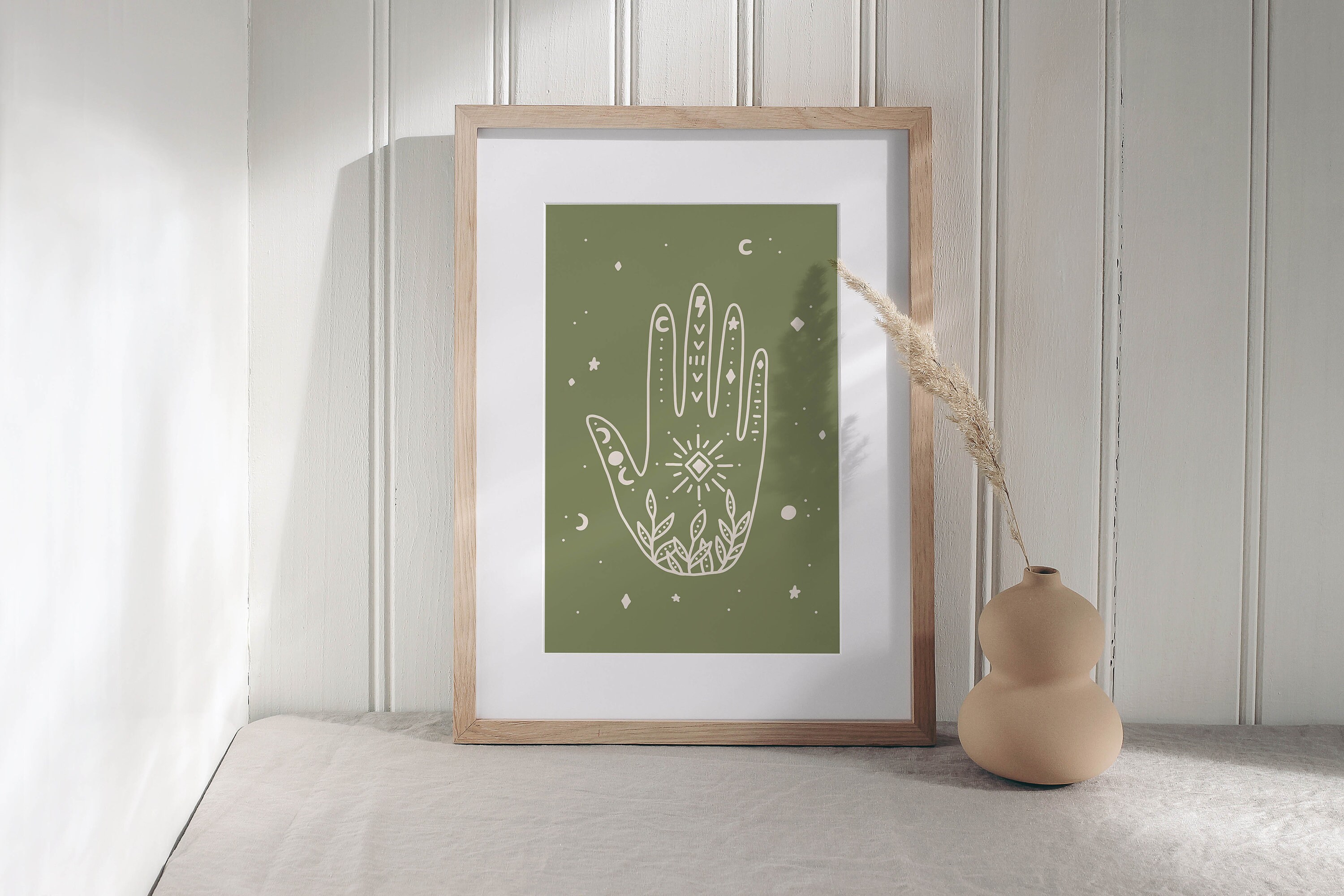 Boho Art Set of 2 Prints, Hand Print, Boho Poster, Moon Art