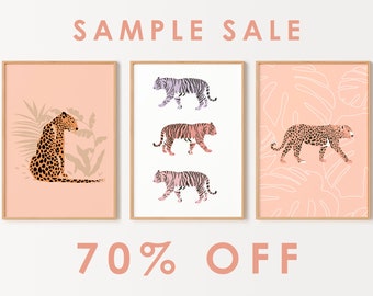 SAMPLE SALE - Animal Prints - Leopard Wall Prints - Nursery Wall Art - Wall Prints - Home Decor - 70% Off - A3 Wall Prints - Sale