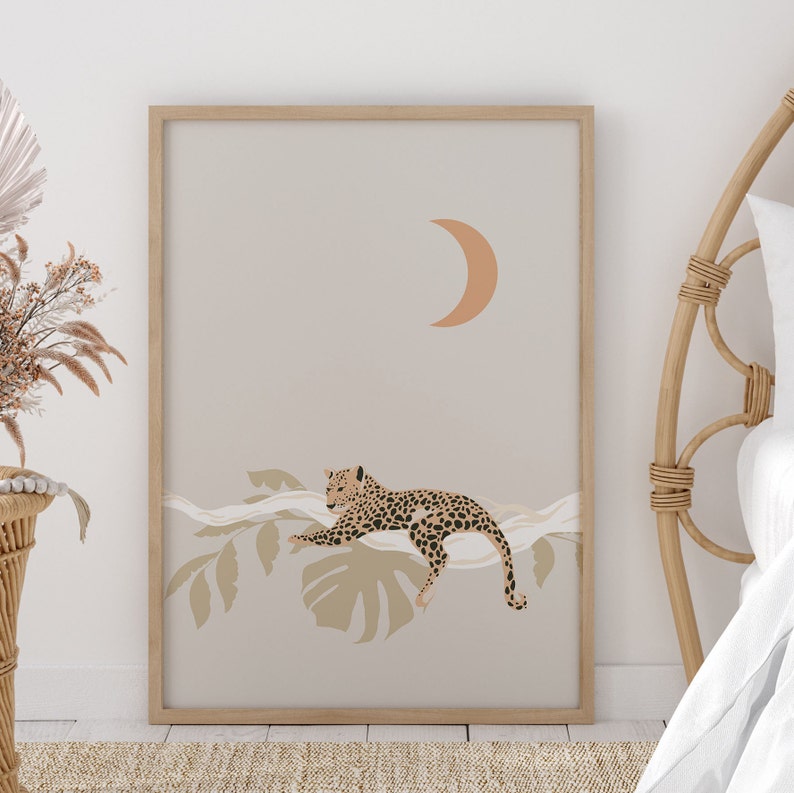 Leopard Wall Art Boho Home Décor Jungle Poster Leopard Art Etsy UK