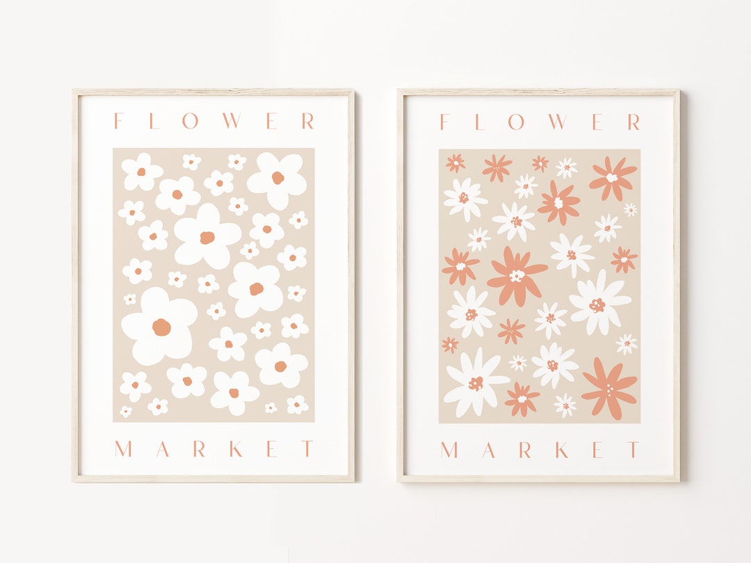 Retro Flower Market Print Set, Floral Gallery Wall Art - Etsy