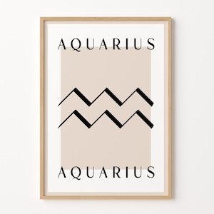 Aquarius Zodiac Print, Personalised Star Sign Print, Astrology Gift, Aquarius Gift, Astrology Print, Boho Home Decor, Horoscope Poster, Gift