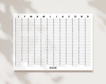 Minimal Calendar, Simple Wall Planner, 2024 Planner, Black and White Calendar, A0/A1/A3/A2 Year Planner, Monochrome, 2024 Calendar Planner