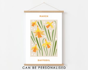 Daffodil Art Print, March Birth Flower, Custom New Baby Gift