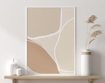 Beige Abstract Art Print, Neutral Home Decor