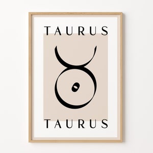 Taurus Print, Zodiac Print, Taurus, Star Sign Print, Horoscope Print, Custom Gift, Astrology Print Gift, Boho Home Decor, Boho, Wall Prints