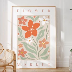 Flower Market Print, Flower Market Poster, Flower Wall Decor, Floral Print, Flower Market, Retro Decor, Home Decor, Wall Prints, Retro, Boho