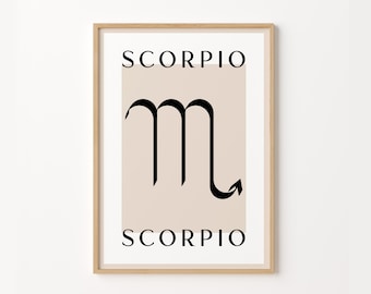 Scorpio Zodiac Print, Custom Astrology Gift, Boho Wall Art