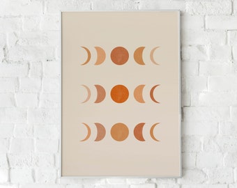 Crescent Moon Phases Art Print, Celestial Poster