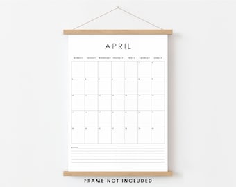 Minimalist Month Wall Planner, Black & White Calendar (A4/A3)