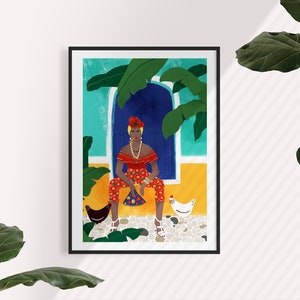 Stampa artistica "Donna con sigaretta" in formato A5, A4 e A3, donna, Cuba, L'Avana, viaggio, sigaretta, incredibile, regalo per donne, ragazza forte, ragazza boss, turchese