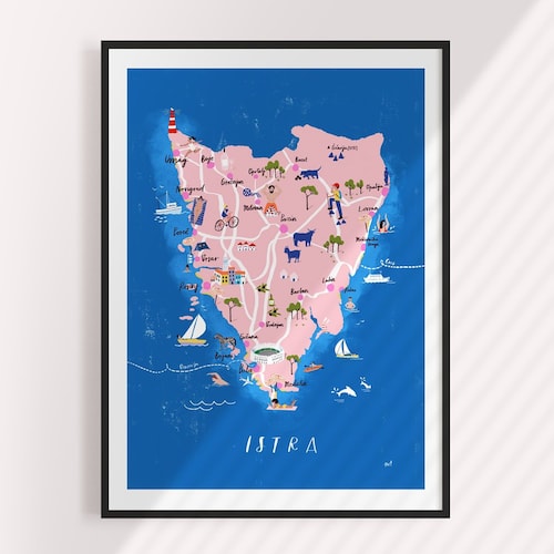 Istra A5 A4 and A3 Illustrated Map Art Print Home Decor - Etsy