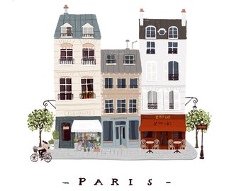 Konsttryck i Paris A5, A4 och A3 - stadsillustration, heminredning, väggkonst, Paris-tryck, affisch, Paris-affisch, café, resekonst, reseaffisch