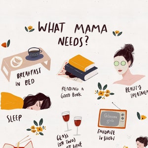 What mama needs A5, A4 and A3 art print, home decor, wall art, kids, nursery, gift women, funny print, humour