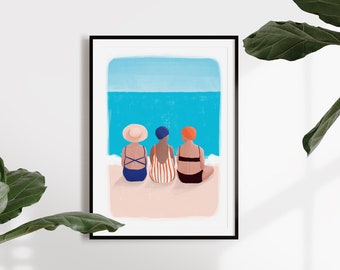 Ćakula - Small talks A5, A4 and A3 summer poter, illustration, beach print, mediterranean,beach bodies, summer, vacation, playa, sea, travel