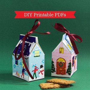 Christmas house gift box printable, DIY Christmas house, Advent House, gift for kids, digital download